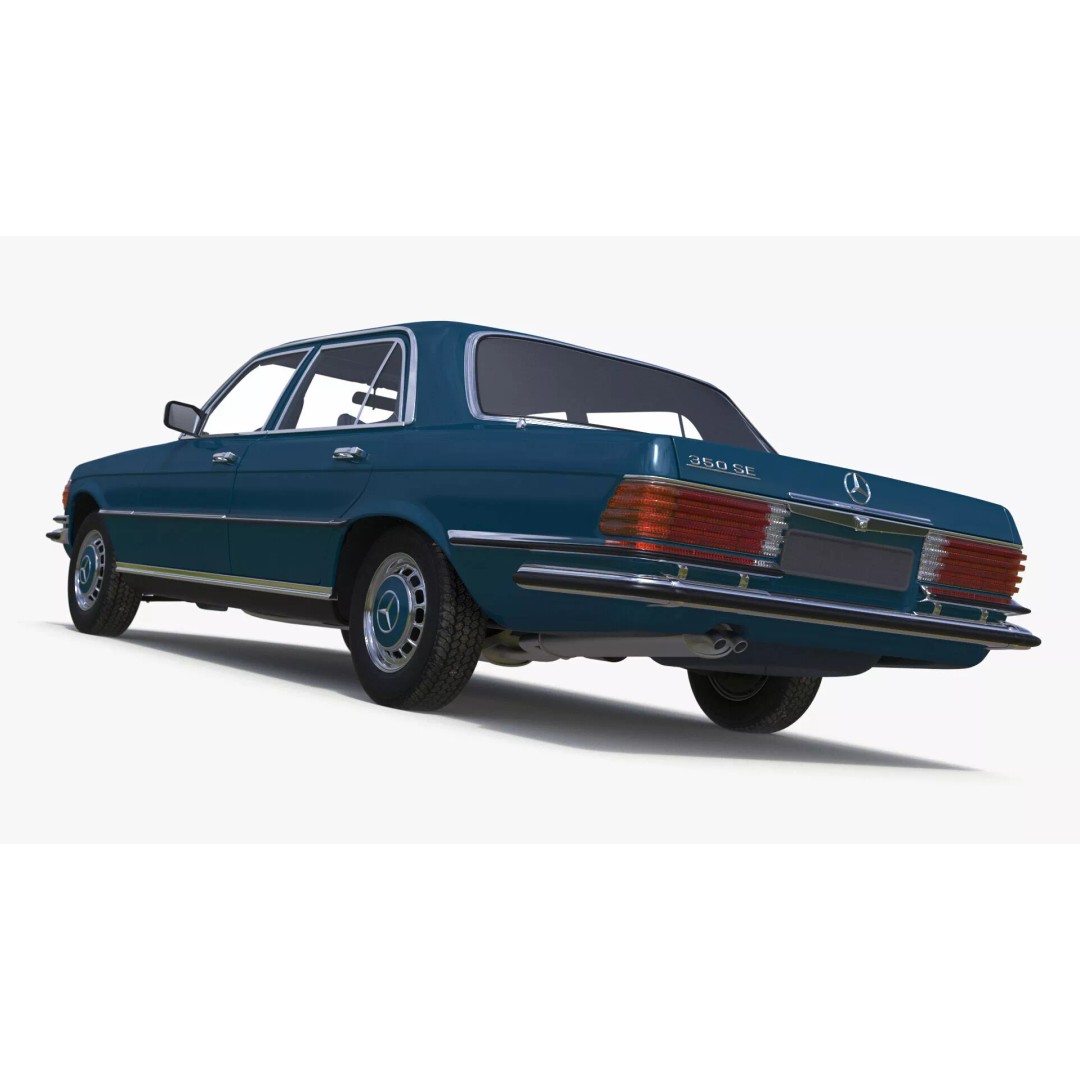 Mercedes Benz 350 SE Blue 3D Model – Vintage Luxury Sedan, FBX - View 27