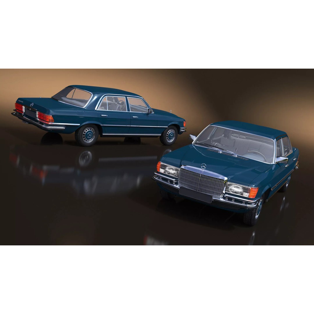 Mercedes Benz 350 SE Blue 3D Model – Vintage Luxury Sedan, FBX - View 3