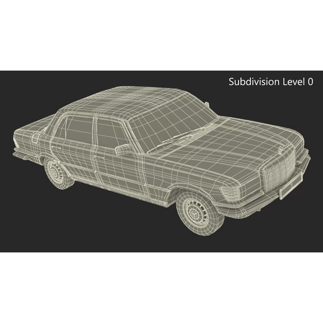 Mercedes Benz 350 SE Blue 3D Model – Vintage Luxury Sedan, FBX - View 32