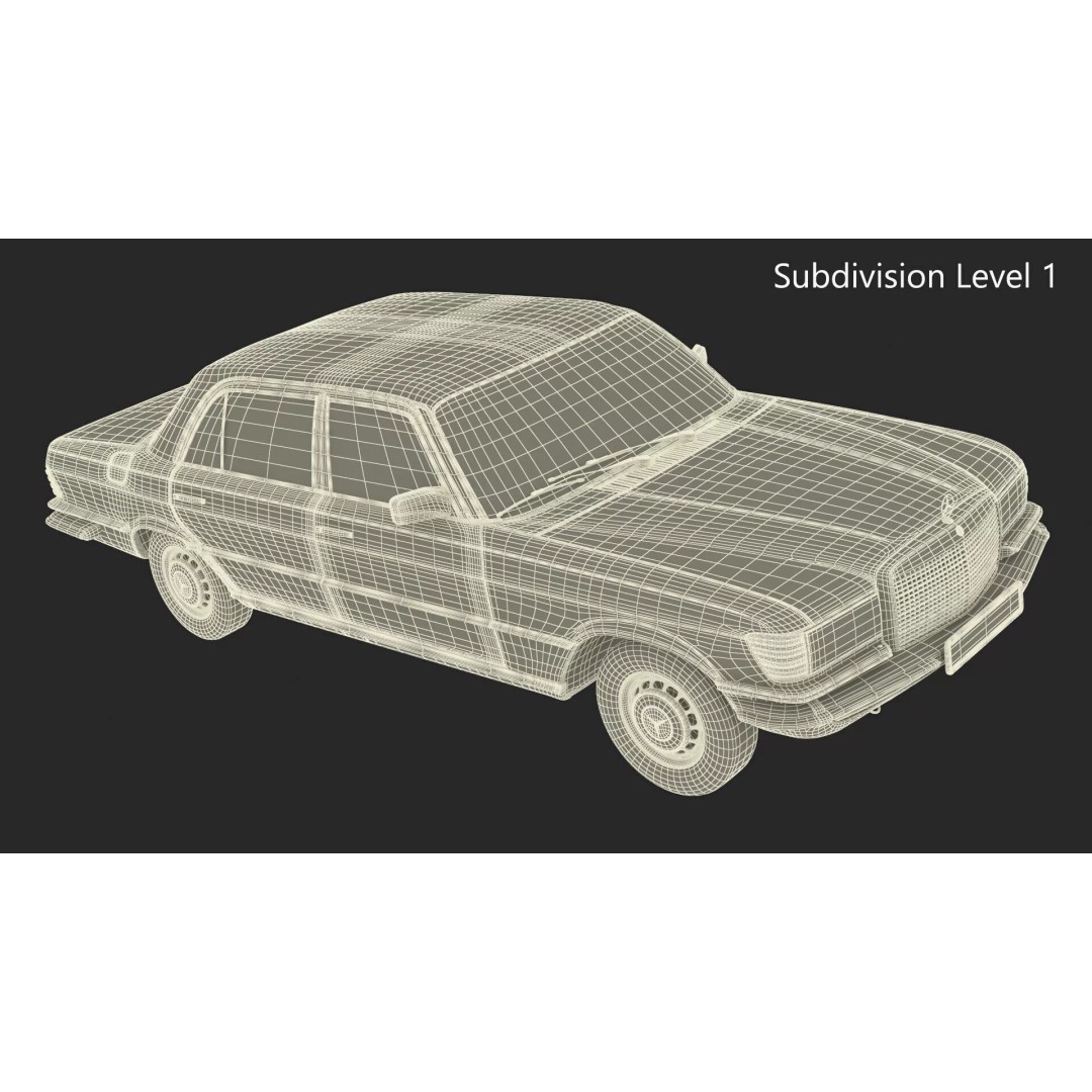 Mercedes Benz 350 SE Blue 3D Model – Vintage Luxury Sedan, FBX - View 33