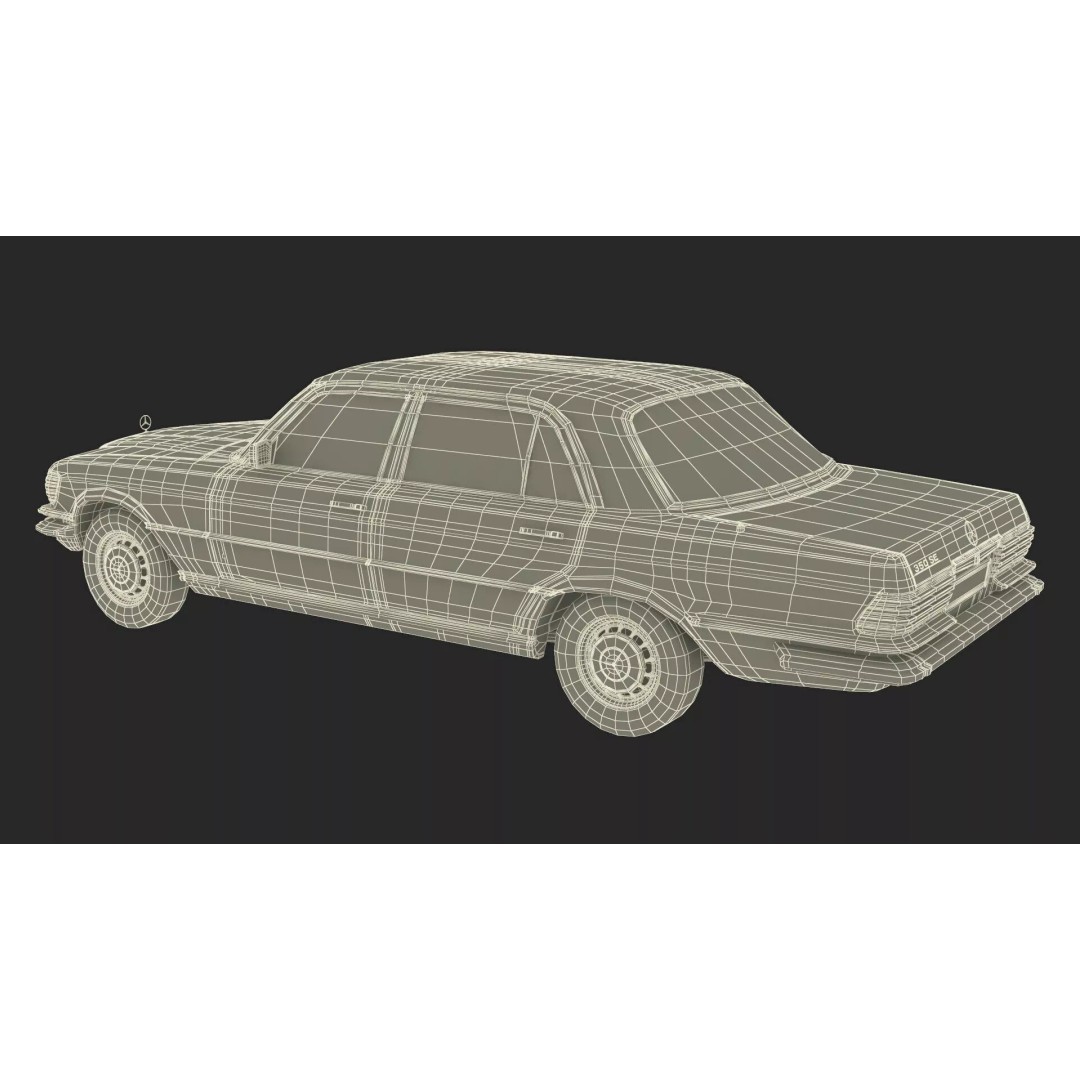 Mercedes Benz 350 SE Blue 3D Model – Vintage Luxury Sedan, FBX - View 37