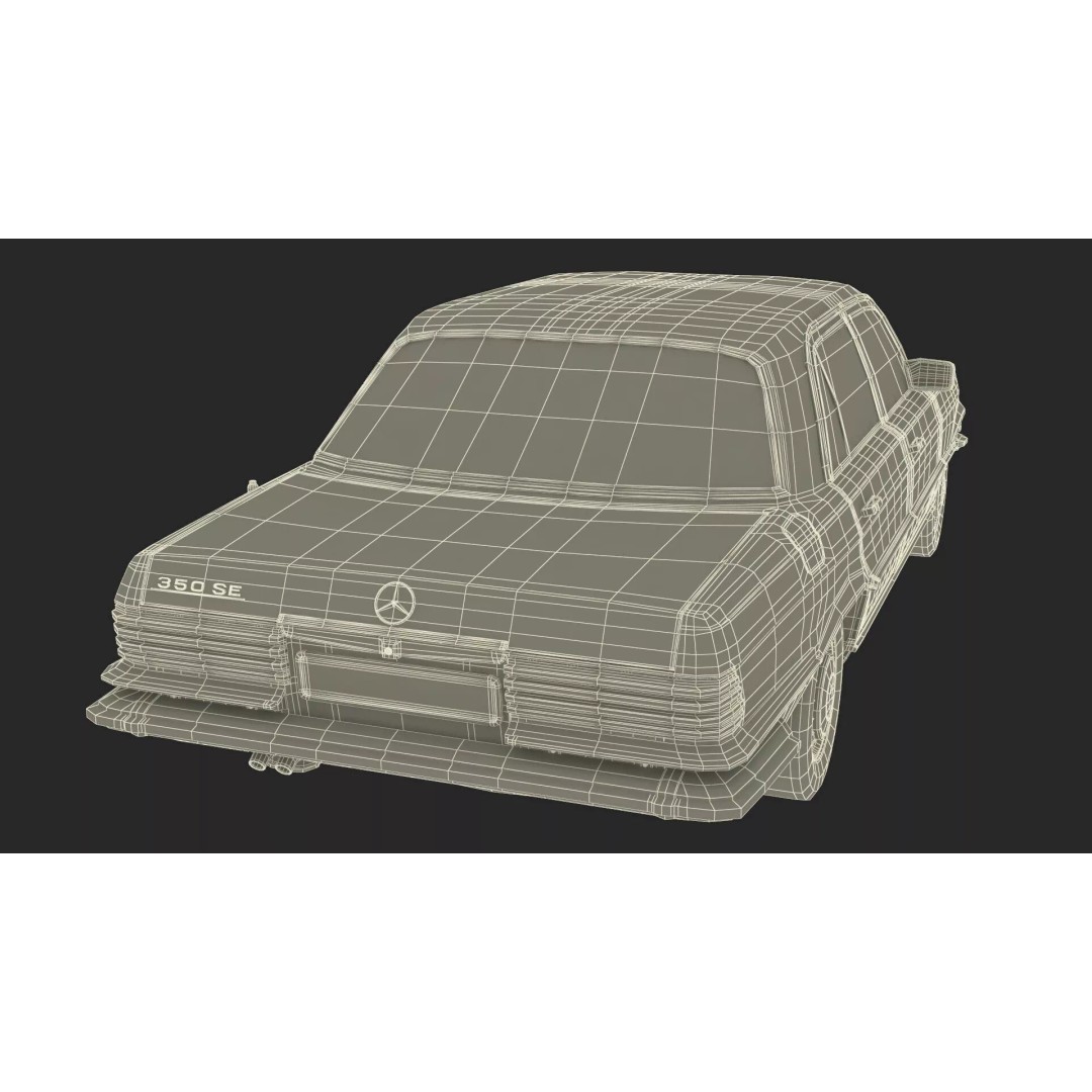 Mercedes Benz 350 SE Blue 3D Model – Vintage Luxury Sedan, FBX - View 41