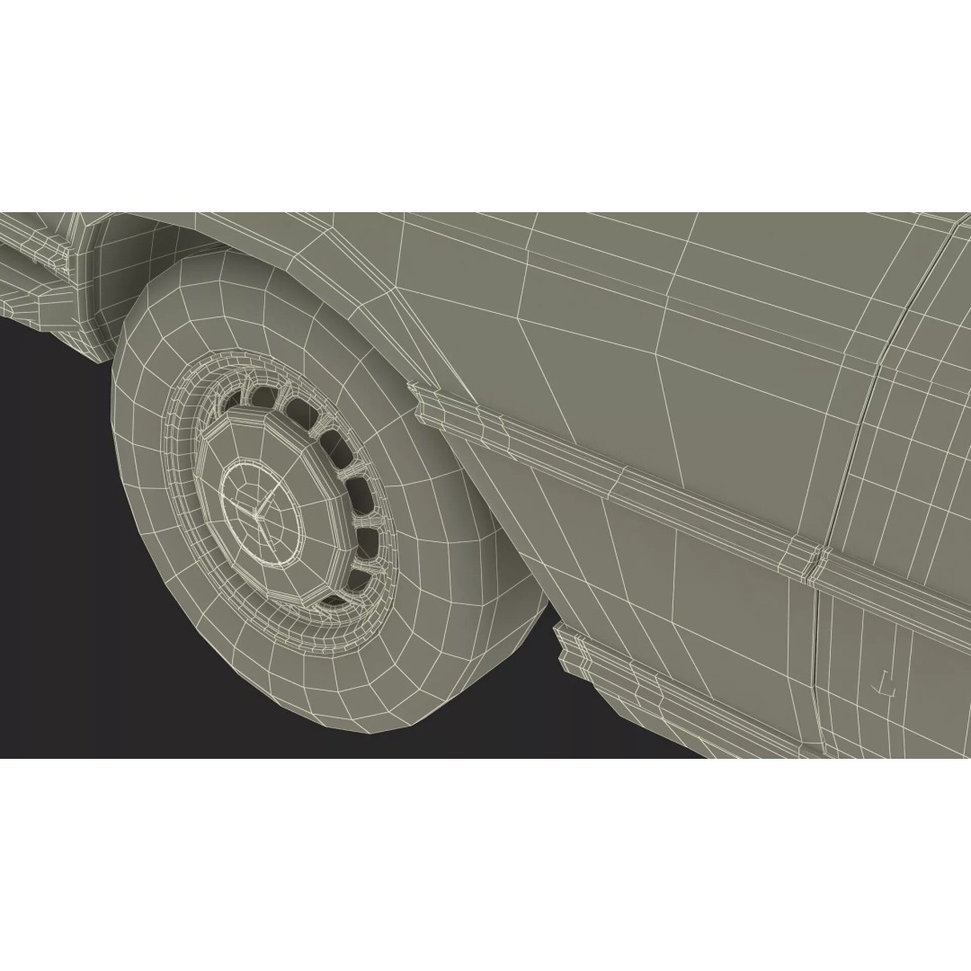 Mercedes Benz 350 SE Blue 3D Model – Vintage Luxury Sedan, FBX - View 42