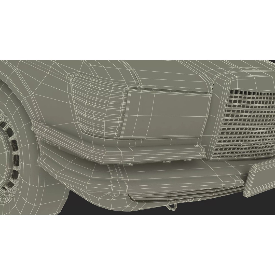 Mercedes Benz 350 SE Blue 3D Model – Vintage Luxury Sedan, FBX - View 43