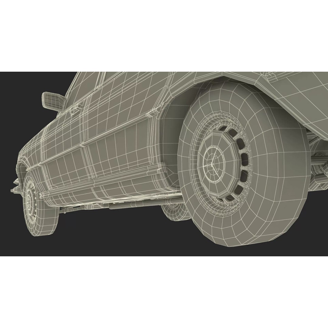 Mercedes Benz 350 SE Blue 3D Model – Vintage Luxury Sedan, FBX - View 45