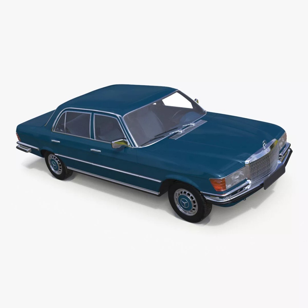 Mercedes Benz 350 SE Blue 3D Model – Vintage Luxury Sedan, FBX - View 52