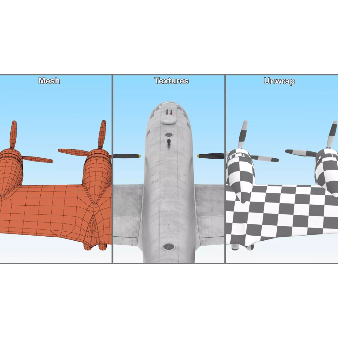 Strategic Heavy Bomber 3D Model – PBR Military Aircraft, FBX - View 24