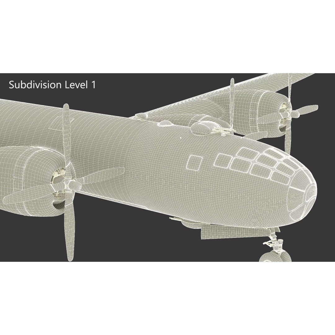 Strategic Heavy Bomber 3D Model – PBR Military Aircraft, FBX - View 26