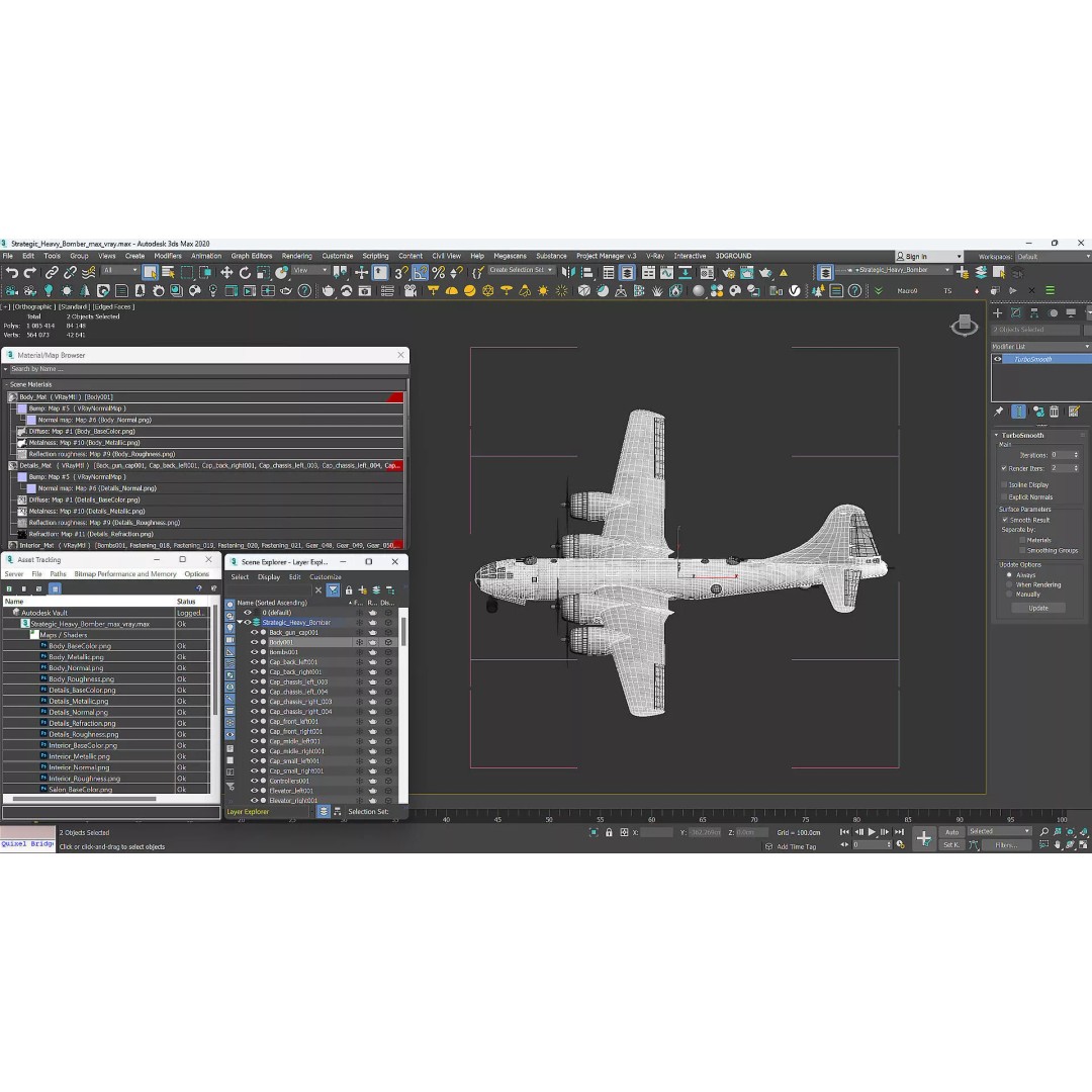 Strategic Heavy Bomber 3D Model – PBR Military Aircraft, FBX - View 29