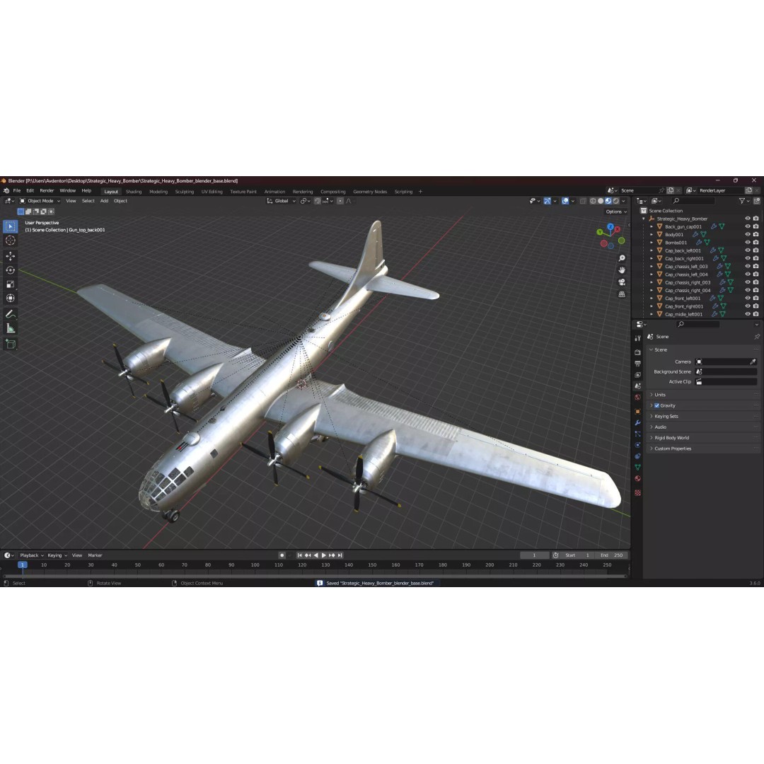 Strategic Heavy Bomber 3D Model – PBR Military Aircraft, FBX - View 37