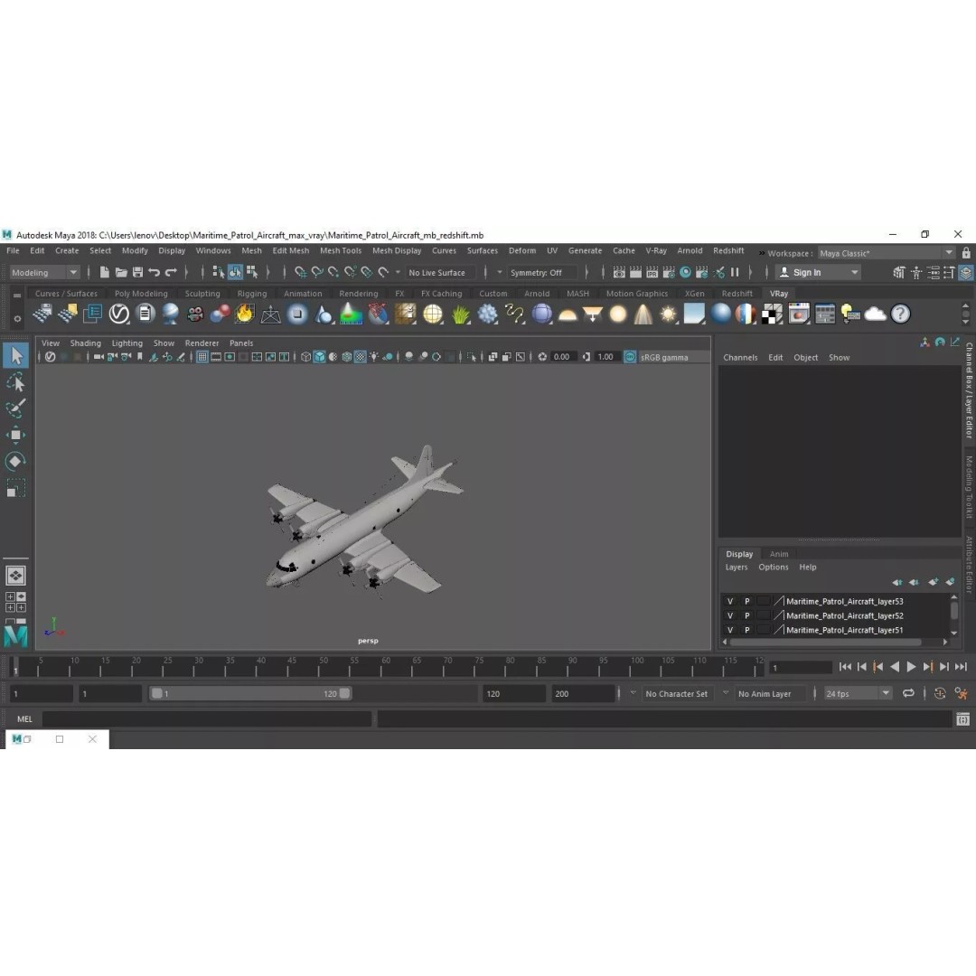 Maritime Patrol Aircraft 3D Model – PBR Textured Military Asset, FBX