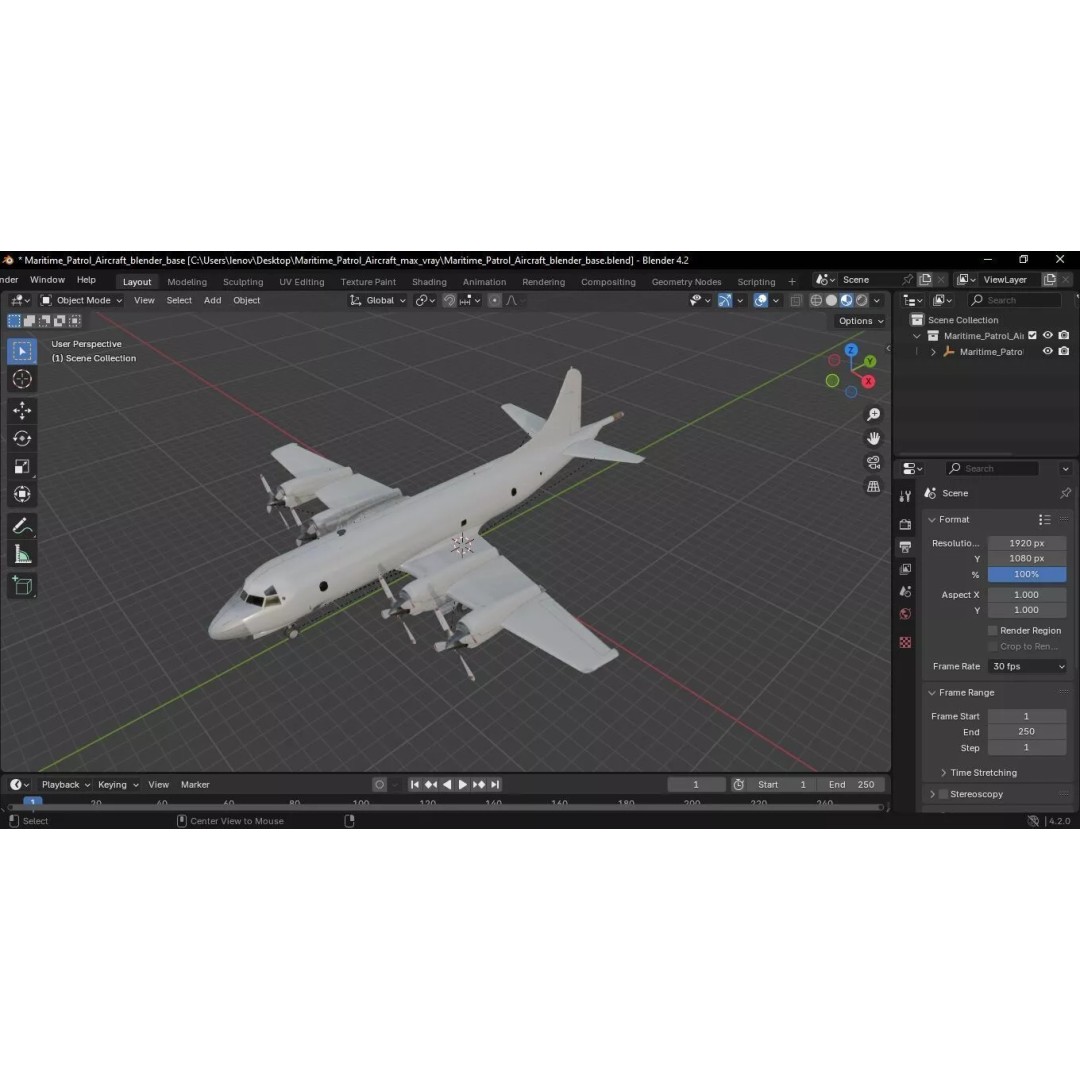 Maritime Patrol Aircraft 3D Model – PBR Textured Military Asset, FBX - View 26