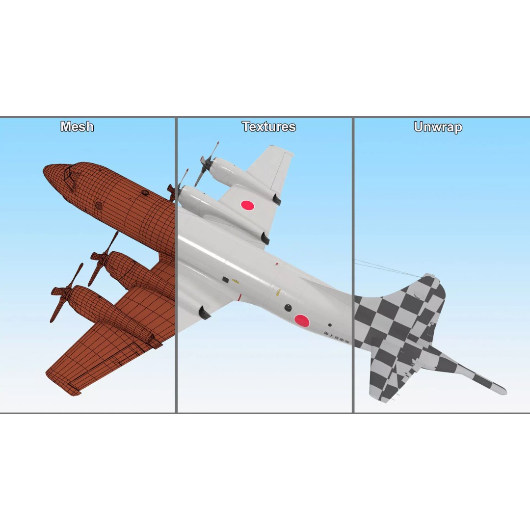 Japan Maritime P3 Orion Surveillance Plane 3D Model – High Poly PBR Asset, FBX - View 14