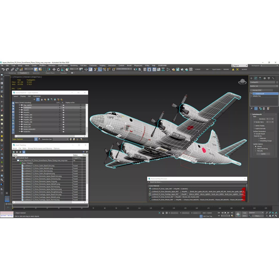 Japan Maritime P3 Orion Surveillance Plane 3D Model – High Poly PBR Asset, FBX - View 19