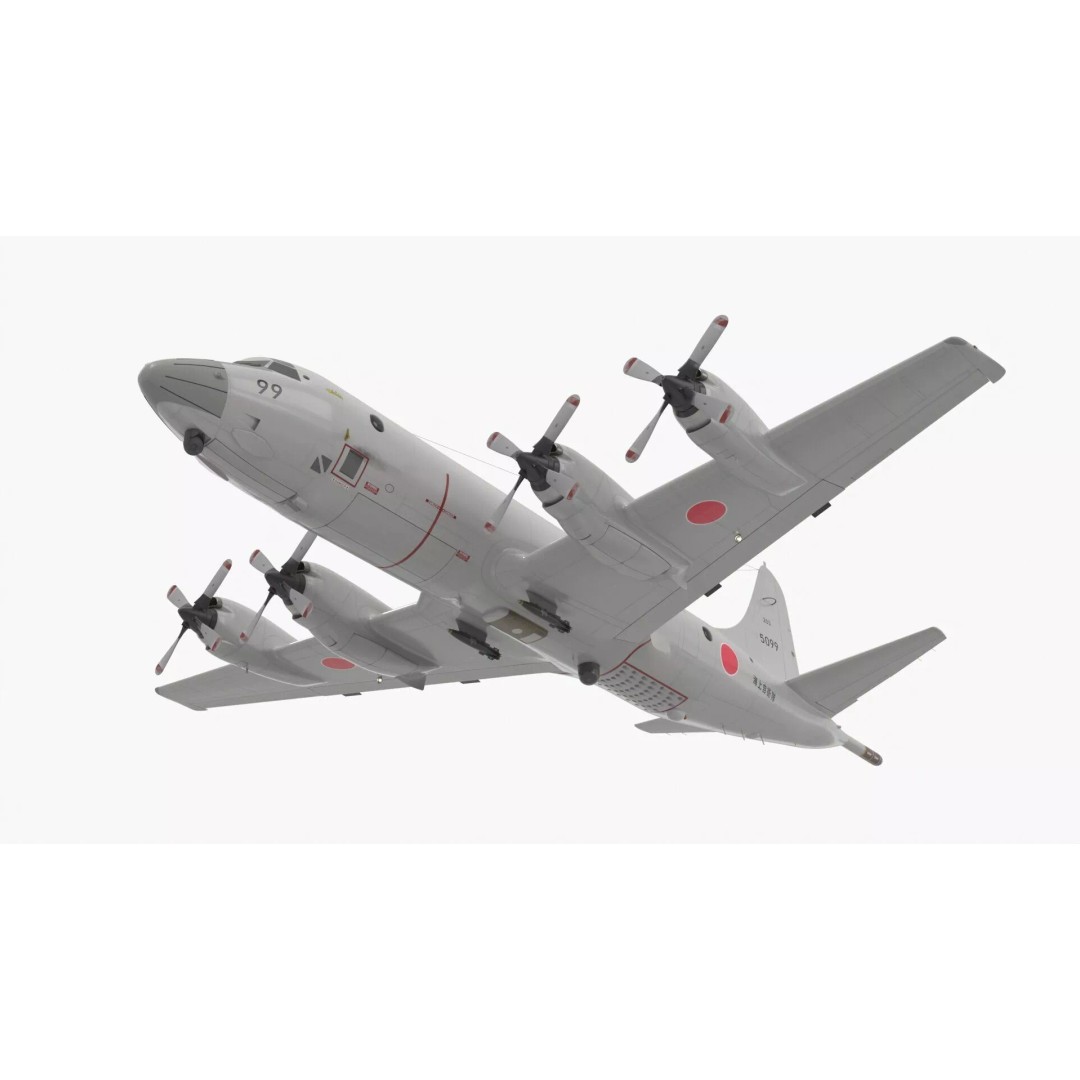 Japan Maritime P3 Orion Surveillance Plane 3D Model – High Poly PBR Asset, FBX - View 2