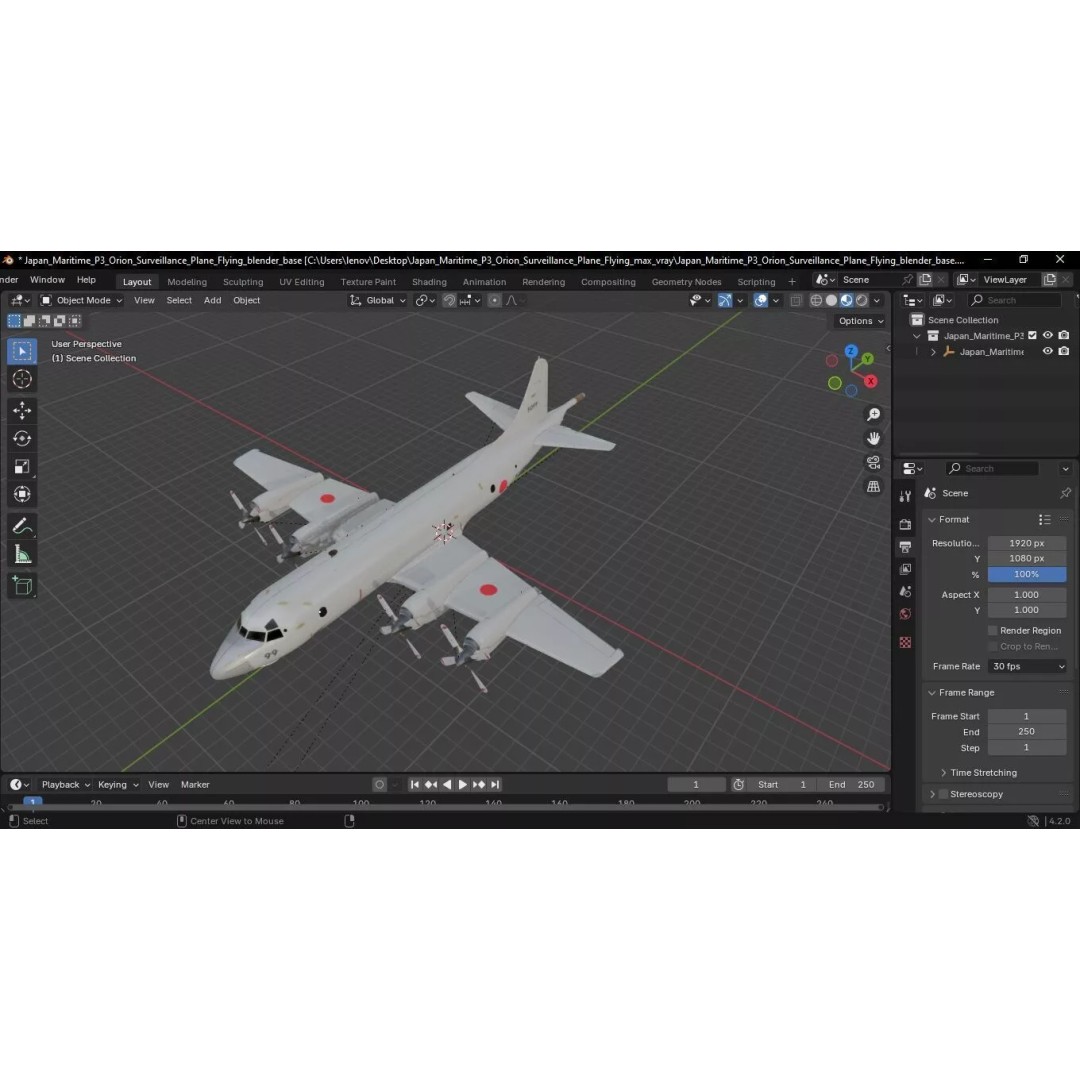 Japan Maritime P3 Orion Surveillance Plane 3D Model – High Poly PBR Asset, FBX - View 24