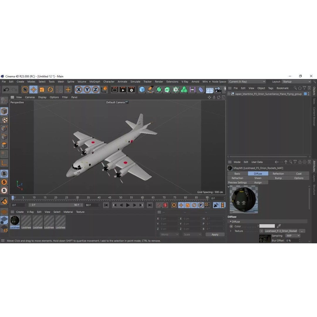 Japan Maritime P3 Orion Surveillance Plane 3D Model – High Poly PBR Asset, FBX - View 25