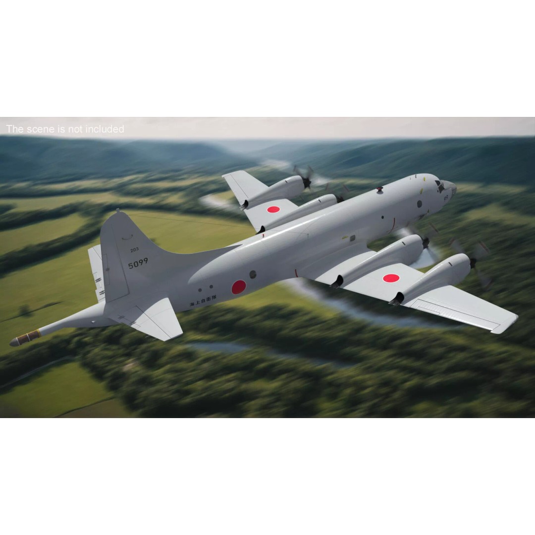 Japan Maritime P3 Orion Surveillance Plane 3D Model – High Poly PBR Asset, FBX - View 3