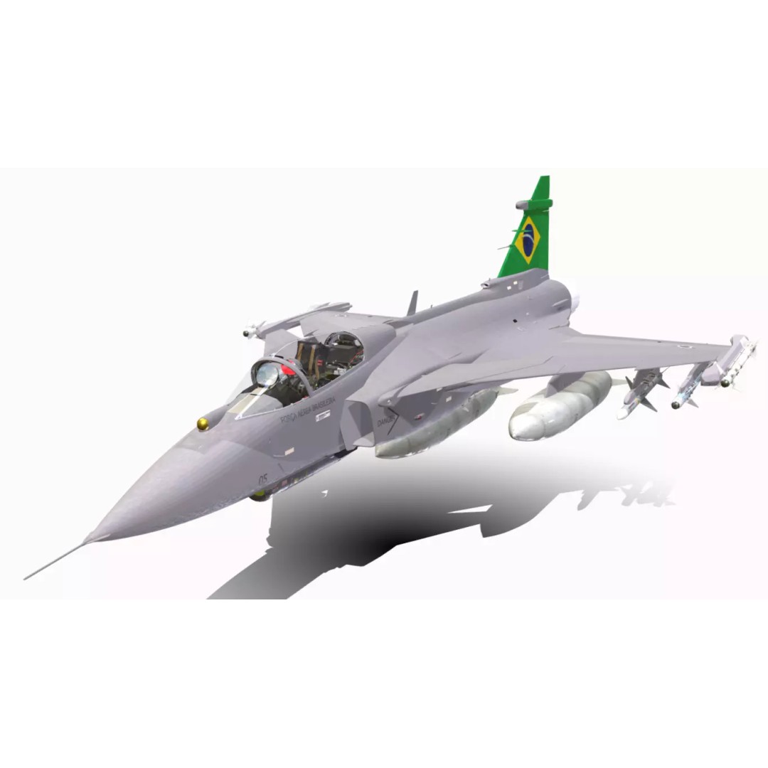 Gripen F39 E BR 3D Model – Low Poly Military Aircraft, FBX, PBR - View 2