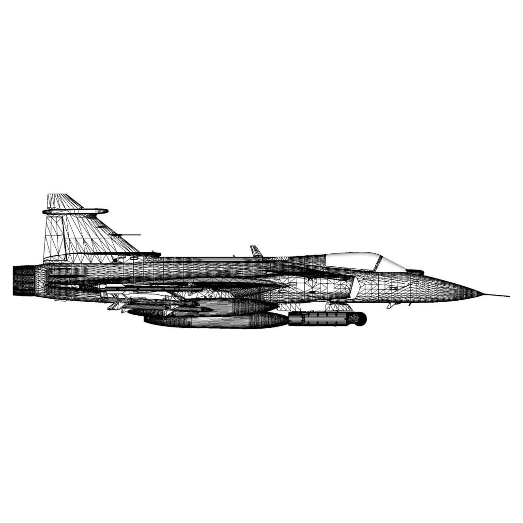Gripen F39 E BR 3D Model – Low Poly Military Aircraft, FBX, PBR - View 22