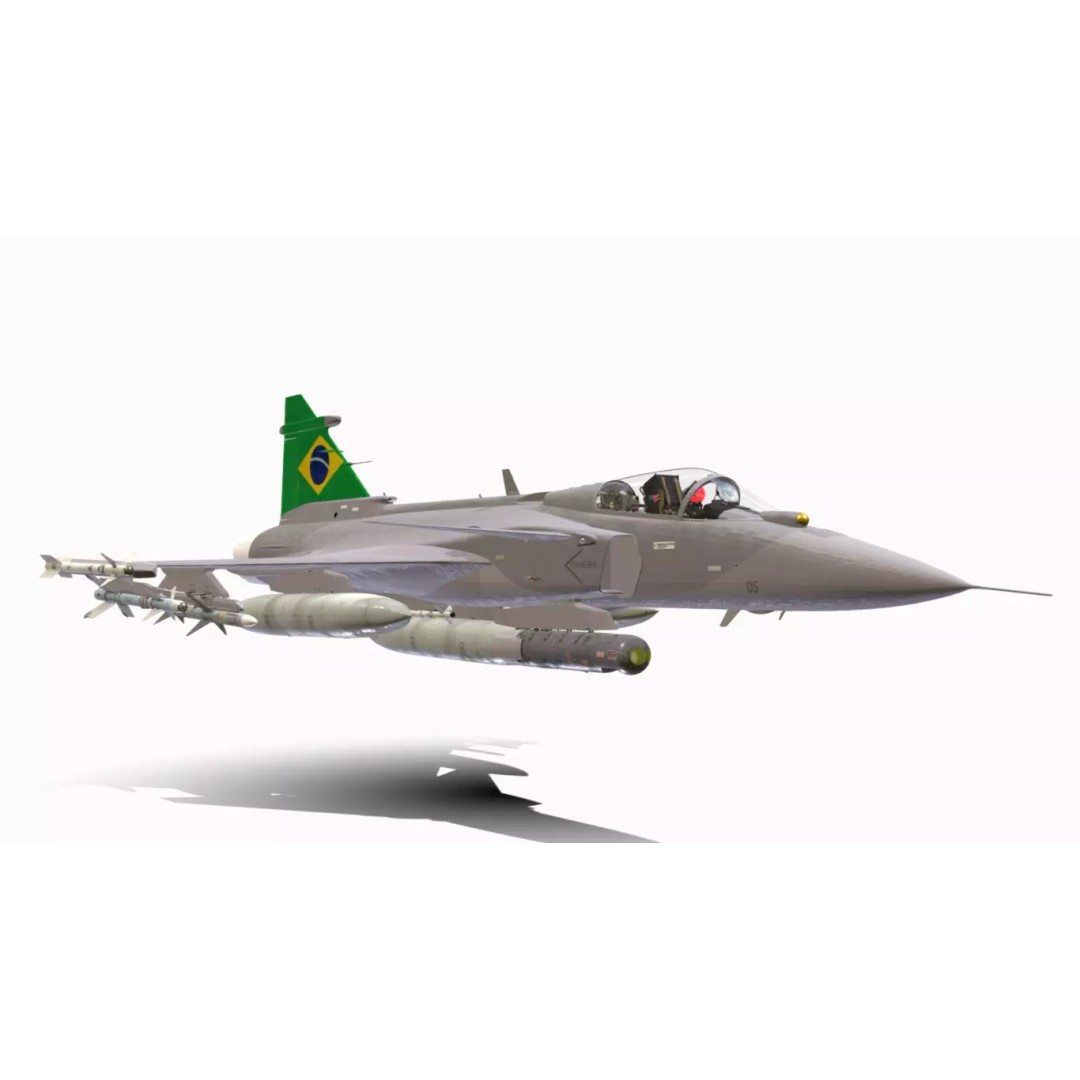 Gripen F39 E BR 3D Model – Low Poly Military Aircraft, FBX, PBR - View 3