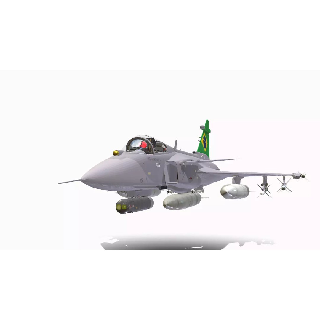 Gripen F39 E BR 3D Model – Low Poly Military Aircraft, FBX, PBR - View 4