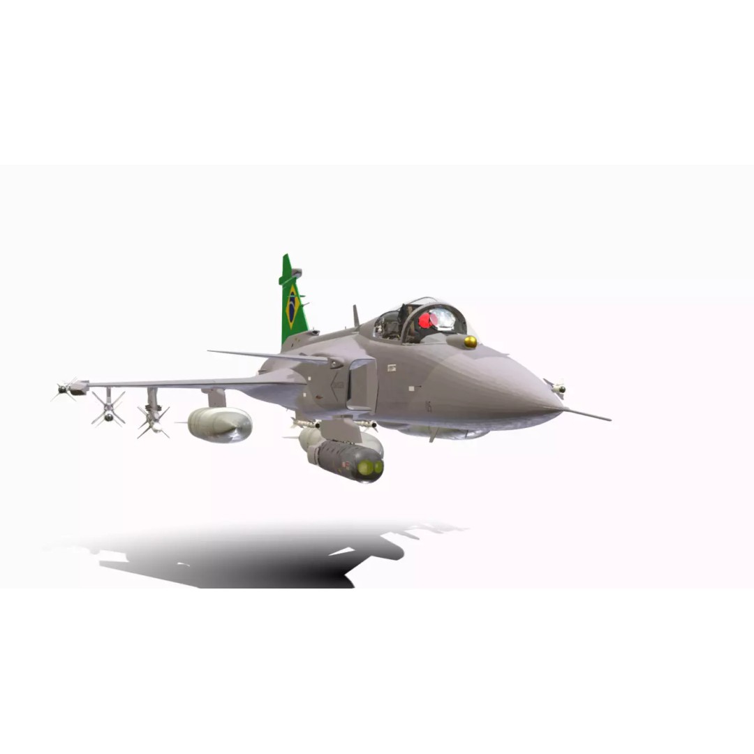 Gripen F39 E BR 3D Model – Low Poly Military Aircraft, FBX, PBR - View 6