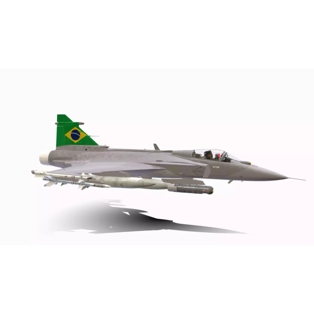 Gripen F39 E BR 3D Model – Low Poly Military Aircraft, FBX, PBR - View 7