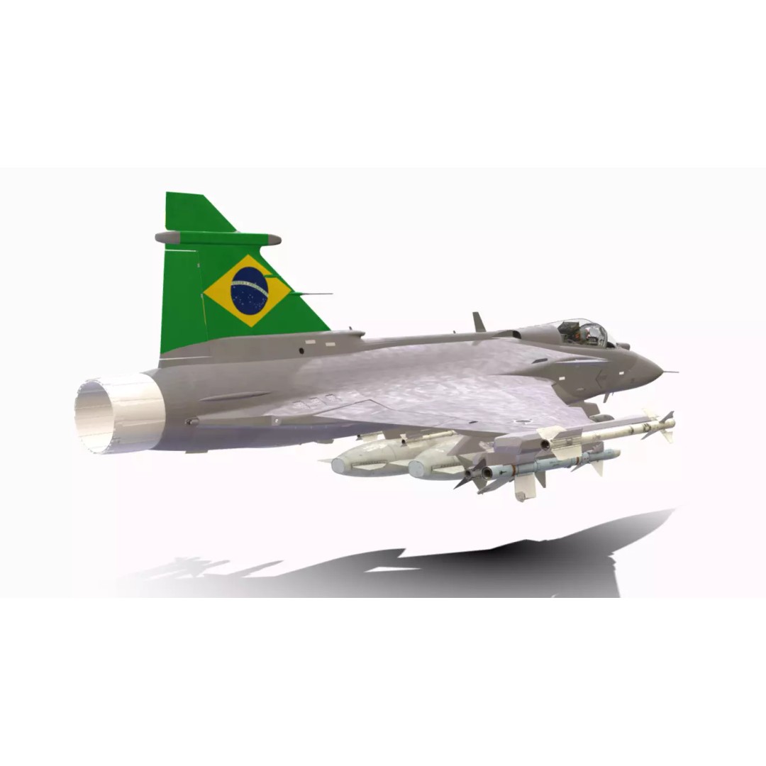 Gripen F39 E BR 3D Model – Low Poly Military Aircraft, FBX, PBR - View 8