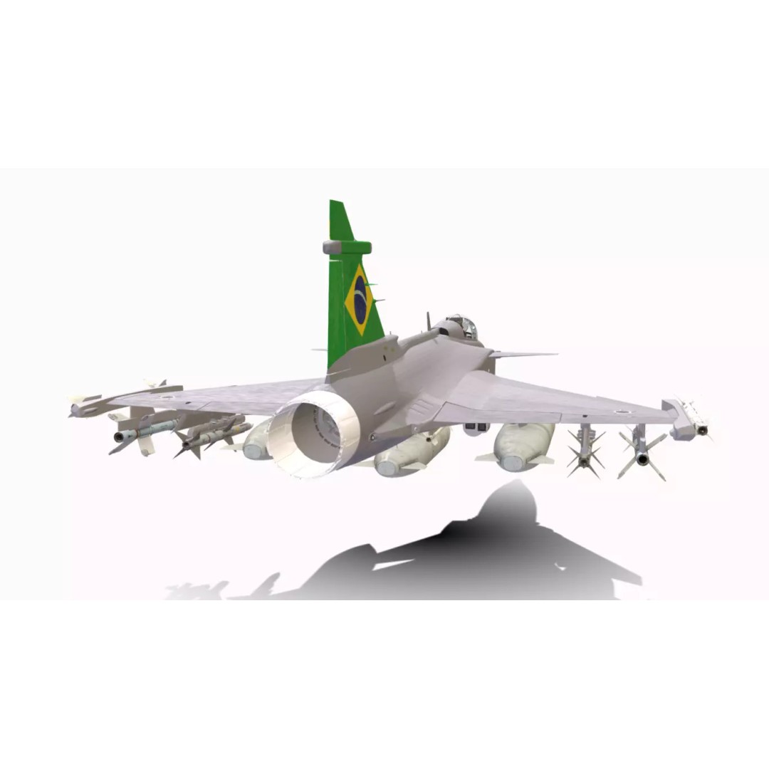 Gripen F39 E BR 3D Model – Low Poly Military Aircraft, FBX, PBR - View 9