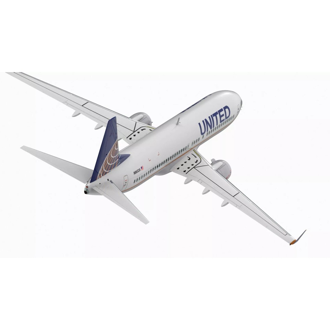 United Airlines Boeing 737 3D Model – High Poly Aircraft with Cockpit and Cabin - View 10