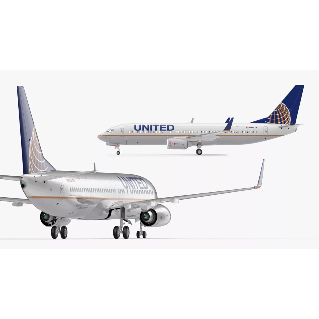 United Airlines Boeing 737 3D Model – High Poly Aircraft with Cockpit and Cabin - View 12