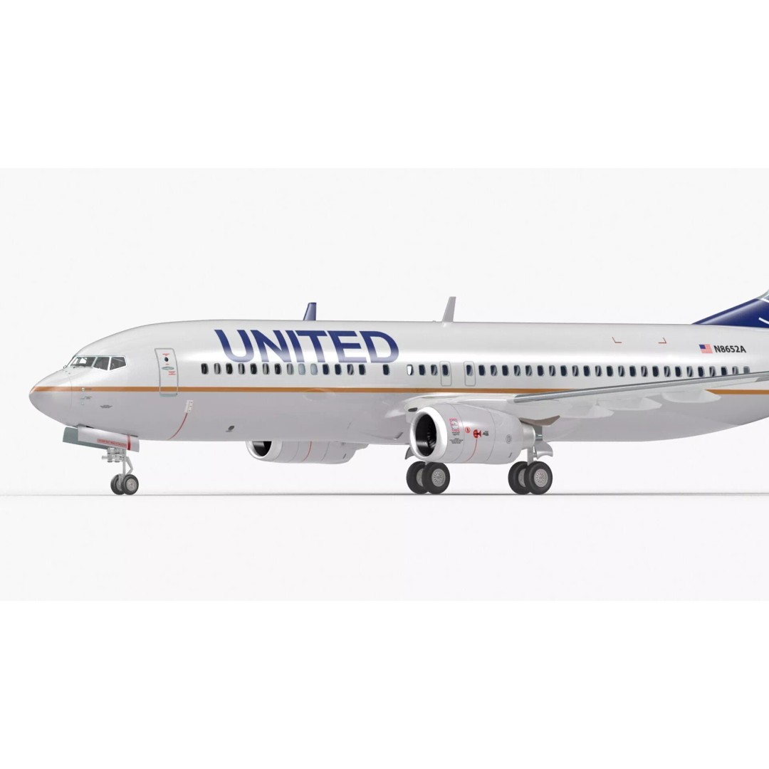 United Airlines Boeing 737 3D Model – High Poly Aircraft with Cockpit and Cabin - View 13