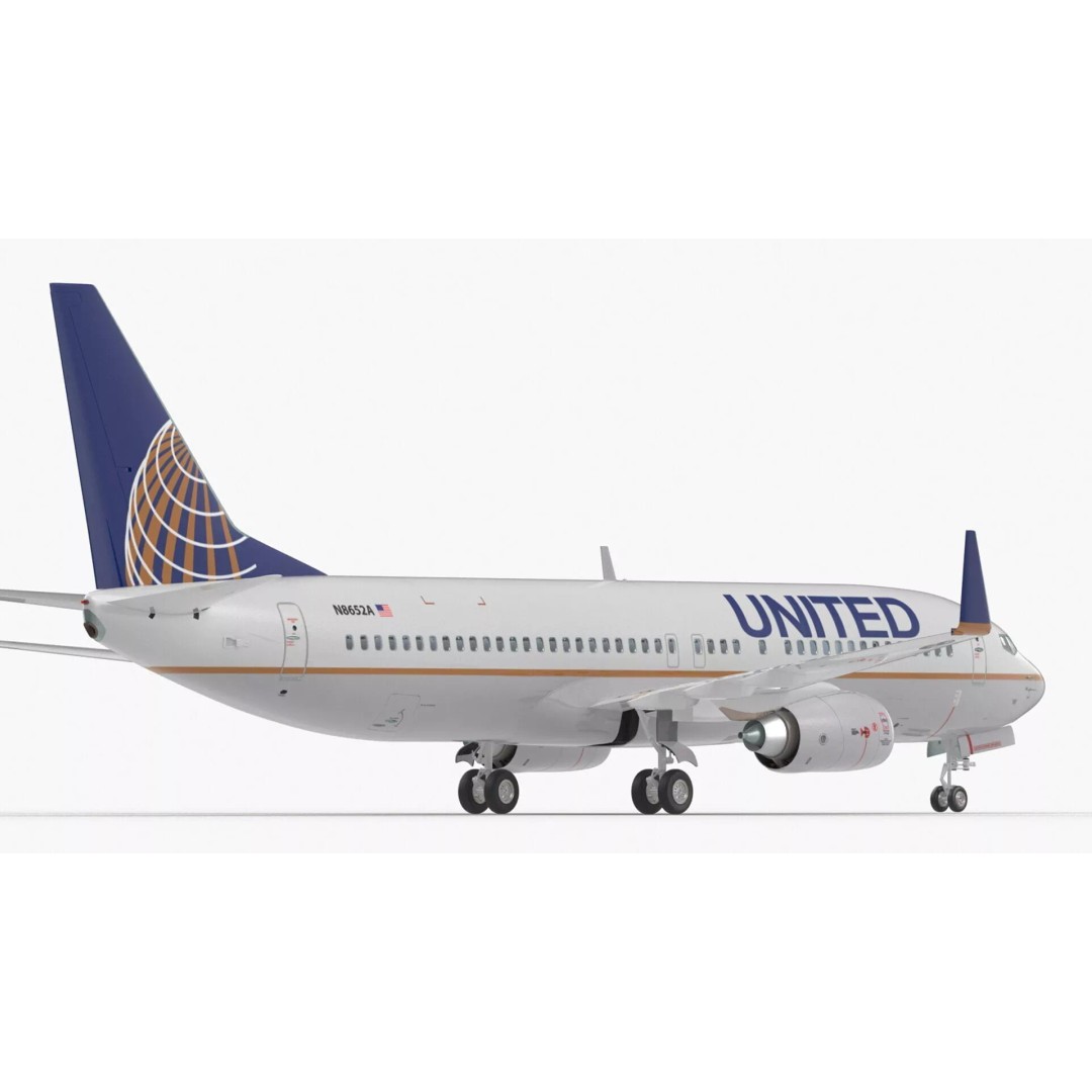 United Airlines Boeing 737 3D Model – High Poly Aircraft with Cockpit and Cabin - View 14