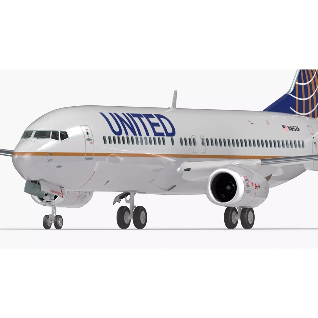 United Airlines Boeing 737 3D Model – High Poly Aircraft with Cockpit and Cabin - View 15