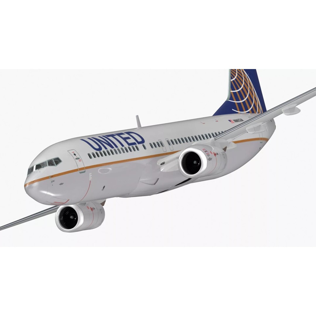 United Airlines Boeing 737 3D Model – High Poly Aircraft with Cockpit and Cabin - View 20
