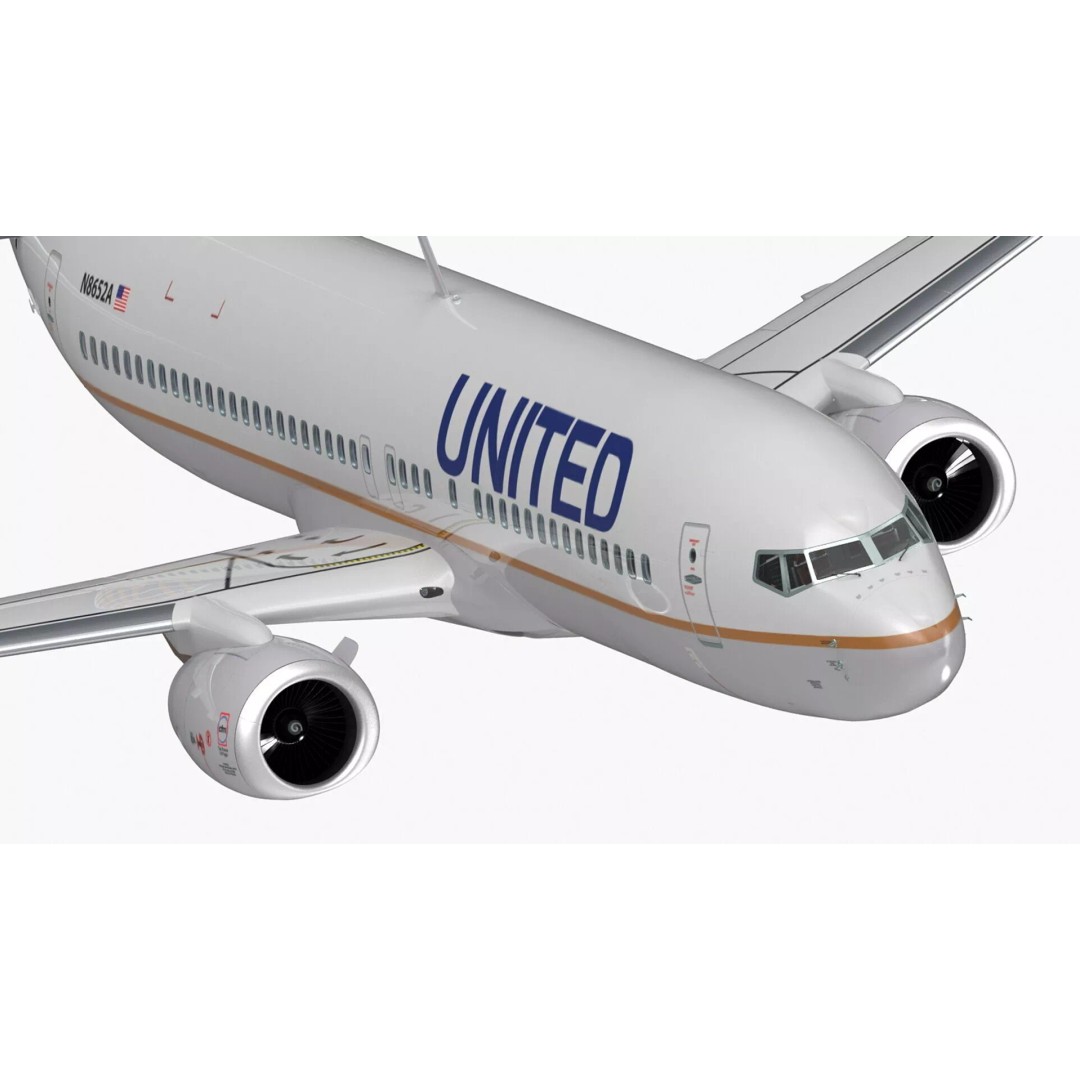 United Airlines Boeing 737 3D Model – High Poly Aircraft with Cockpit and Cabin - View 21