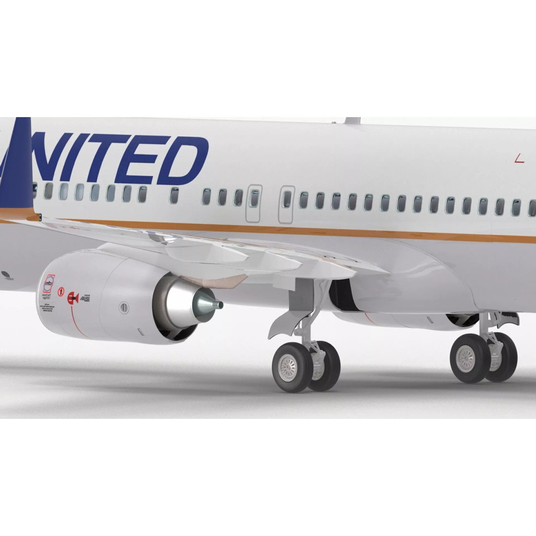 United Airlines Boeing 737 3D Model – High Poly Aircraft with Cockpit and Cabin - View 24