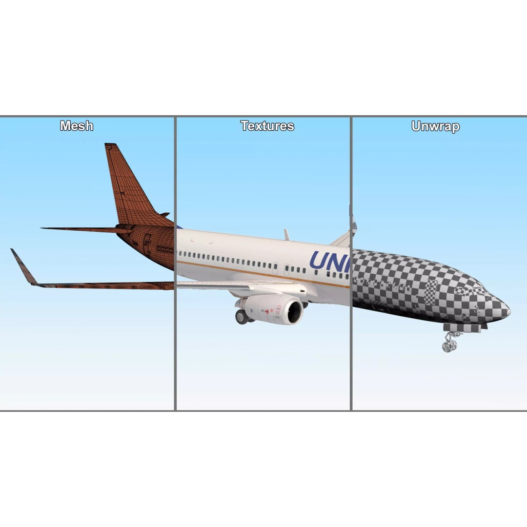 United Airlines Boeing 737 3D Model – High Poly Aircraft with Cockpit and Cabin - View 57