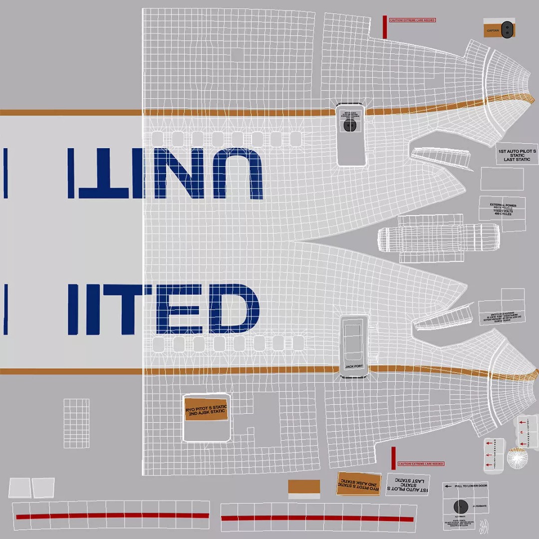 United Airlines Boeing 737 3D Model – High Poly Aircraft with Cockpit and Cabin - View 60