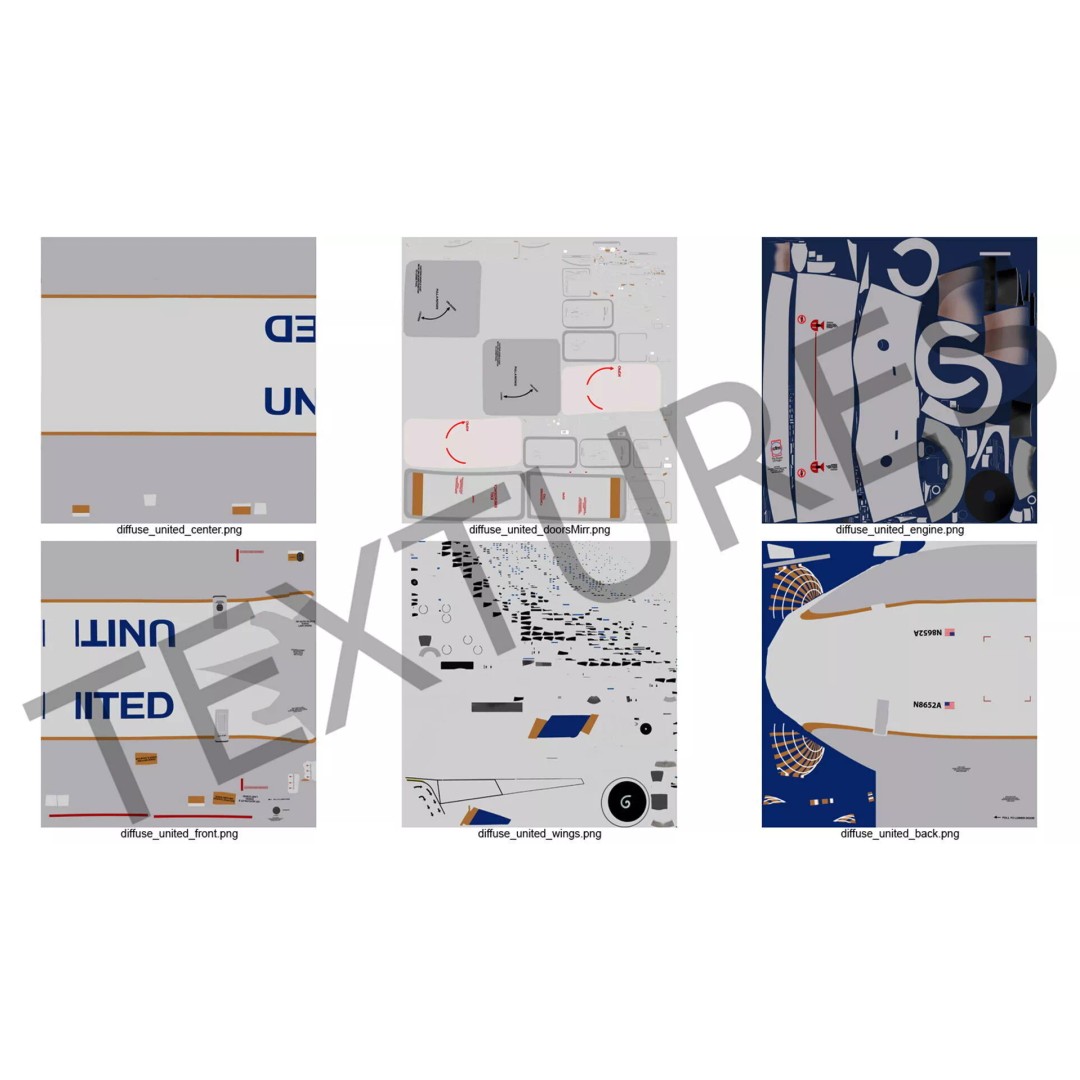 United Airlines Boeing 737 3D Model – High Poly Aircraft with Cockpit and Cabin - View 61