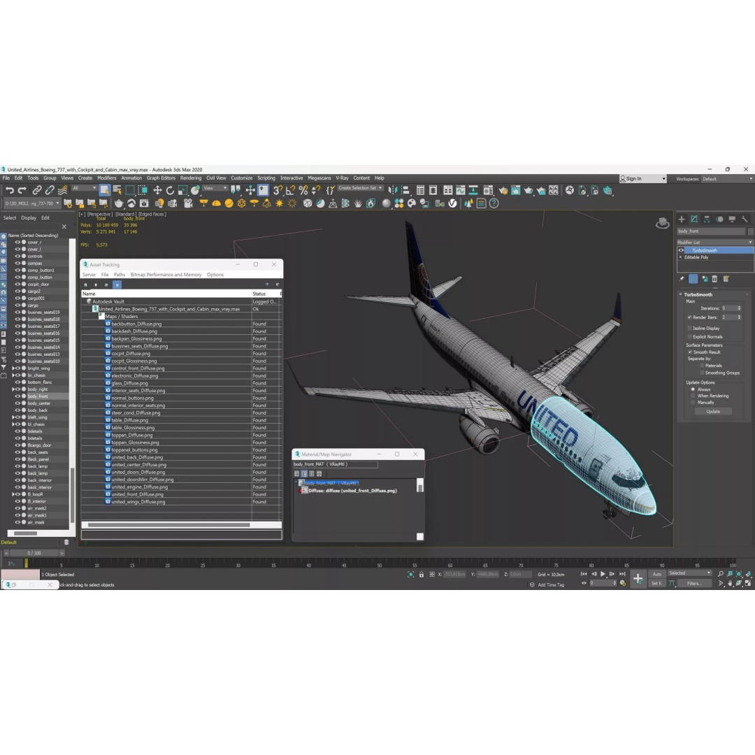 United Airlines Boeing 737 3D Model – High Poly Aircraft with Cockpit and Cabin - View 62