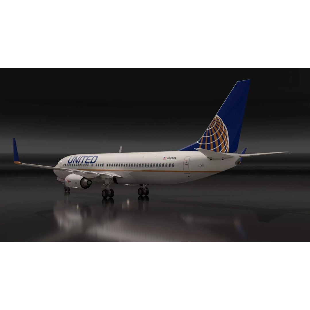 United Airlines Boeing 737 3D Model – High Poly Aircraft with Cockpit and Cabin - View 7