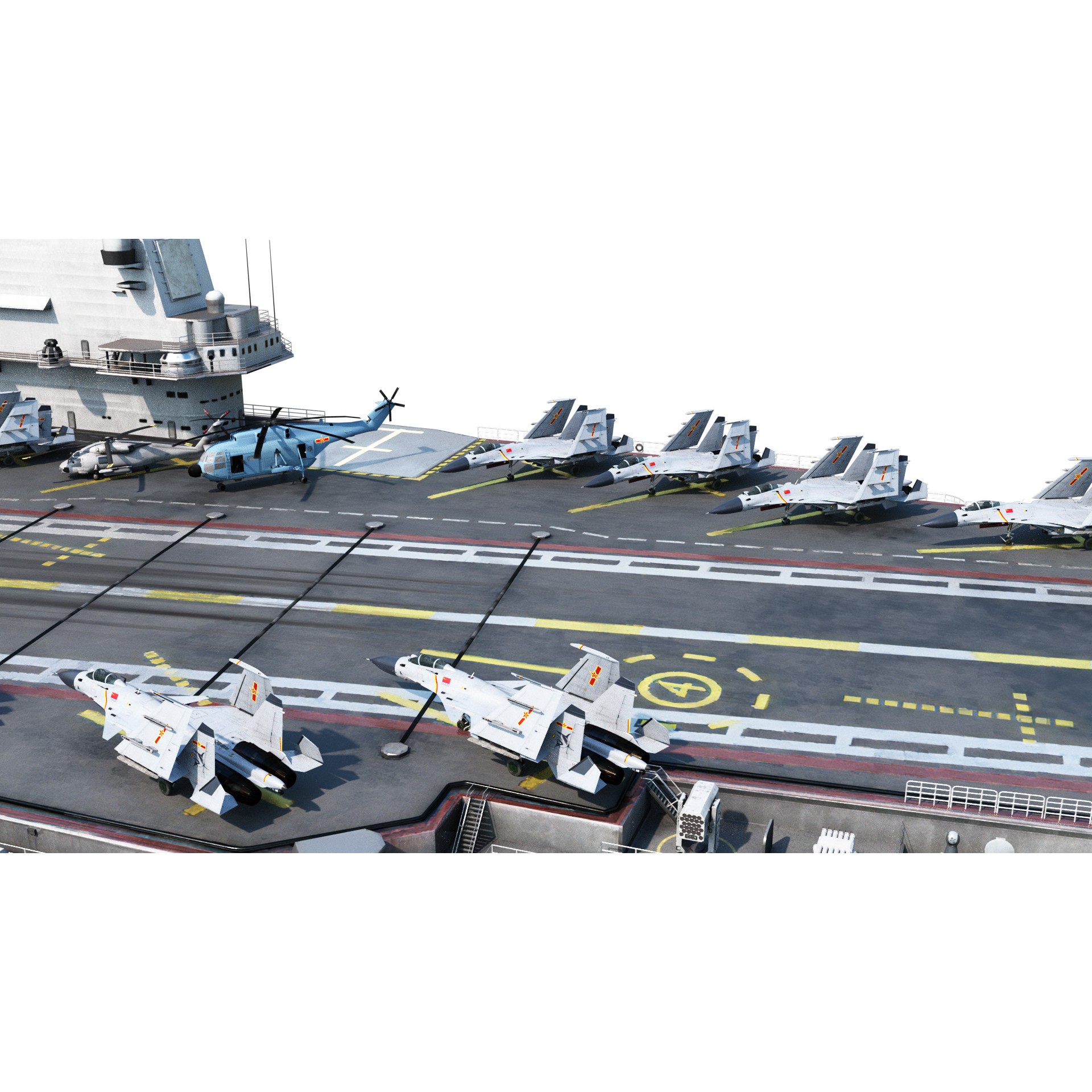 PLA NAVY Type 001 Class Aircraft Carrier - Low-Poly Game-Ready 3D Model - View 10