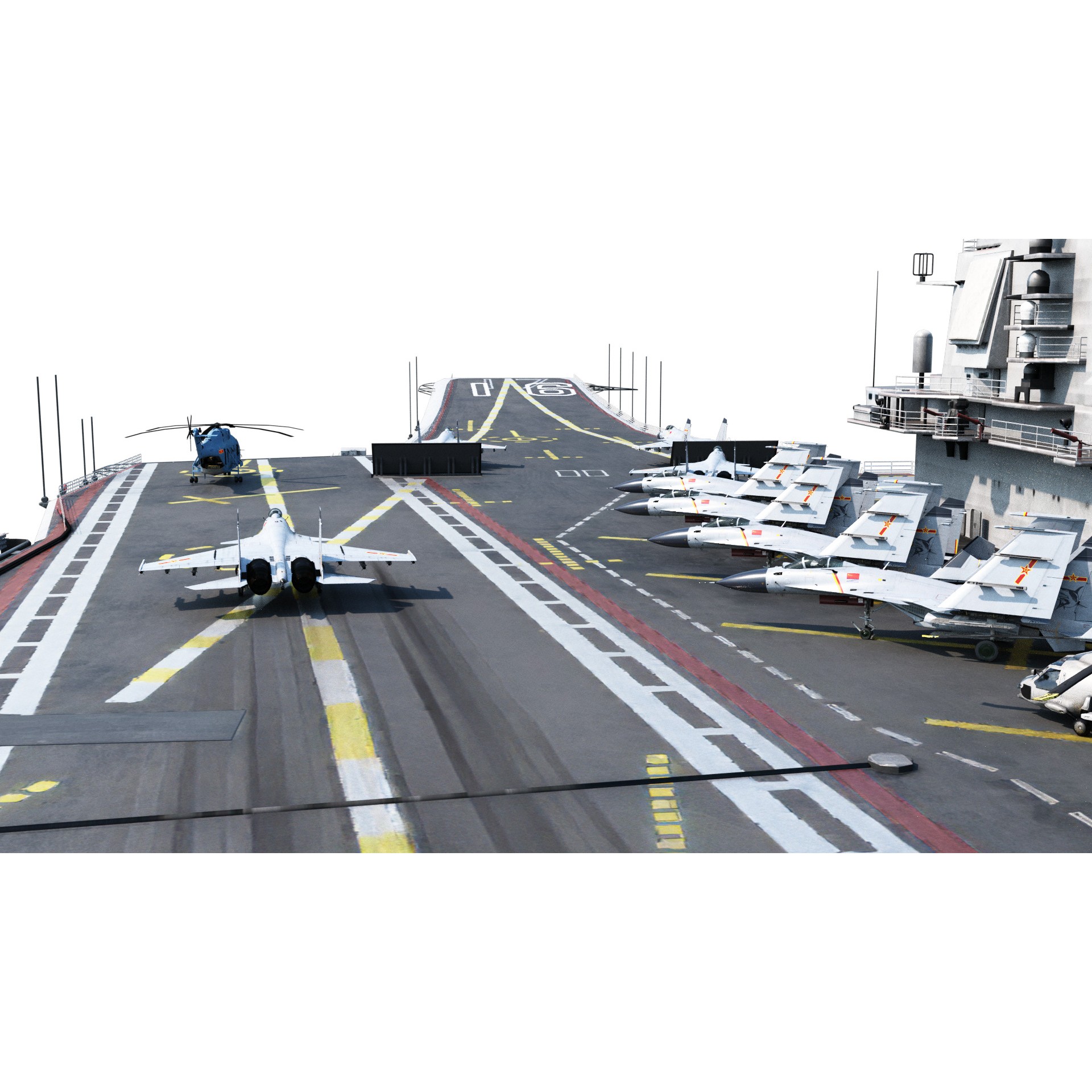 PLA NAVY Type 001 Class Aircraft Carrier - Low-Poly Game-Ready 3D Model - View 11
