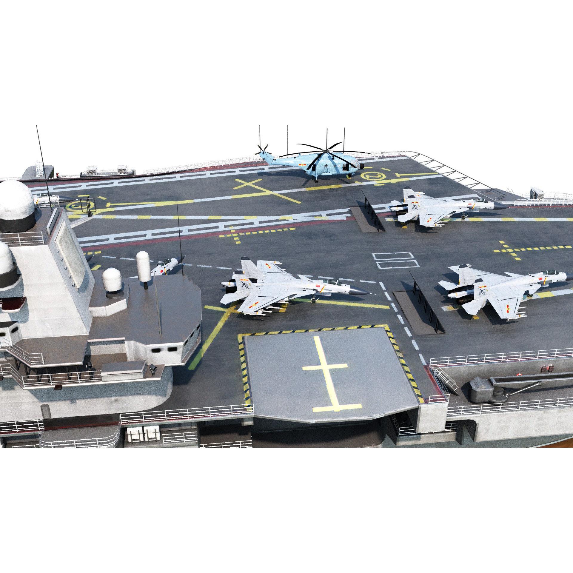 PLA NAVY Type 001 Class Aircraft Carrier - Low-Poly Game-Ready 3D Model - View 15