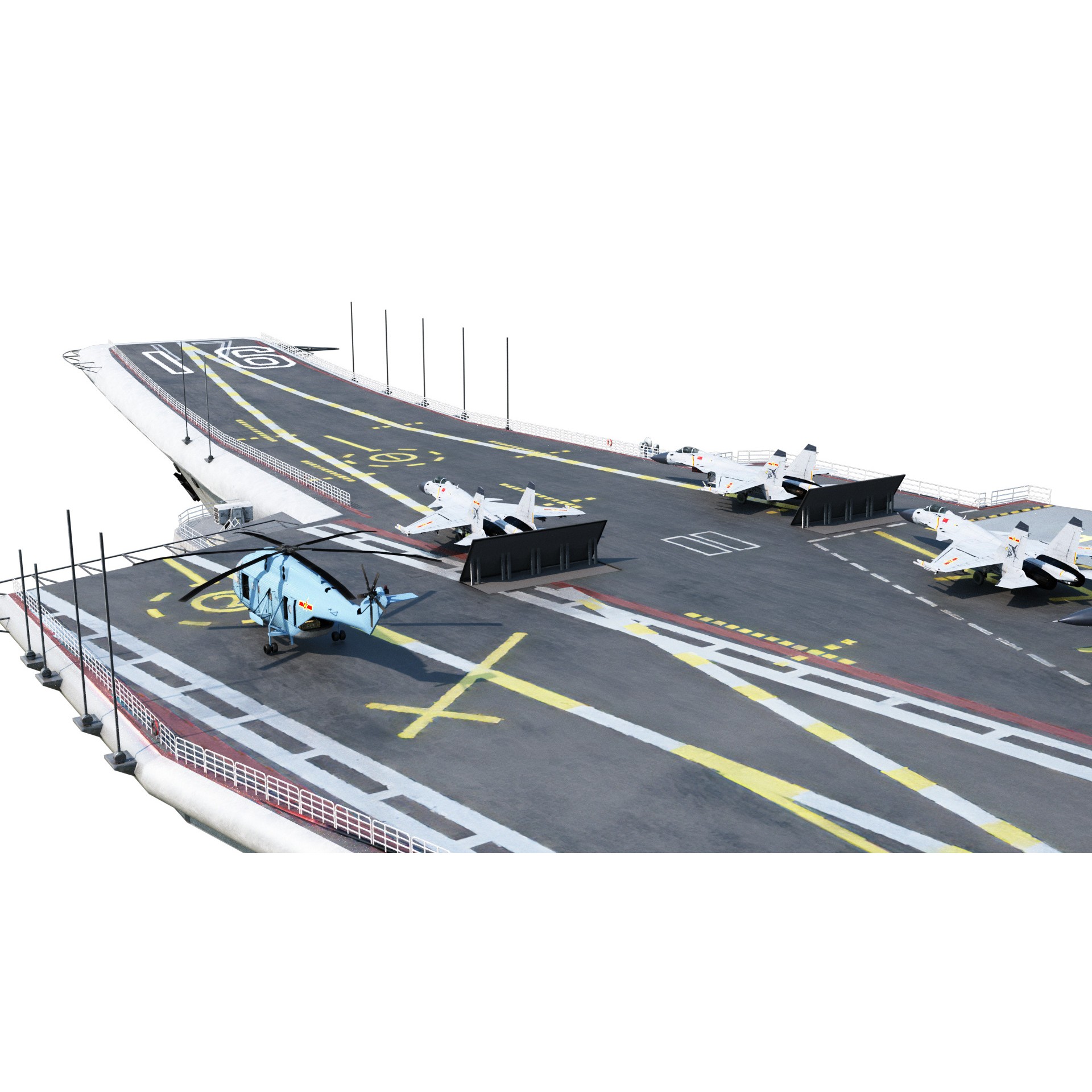 PLA NAVY Type 001 Class Aircraft Carrier - Low-Poly Game-Ready 3D Model - View 9