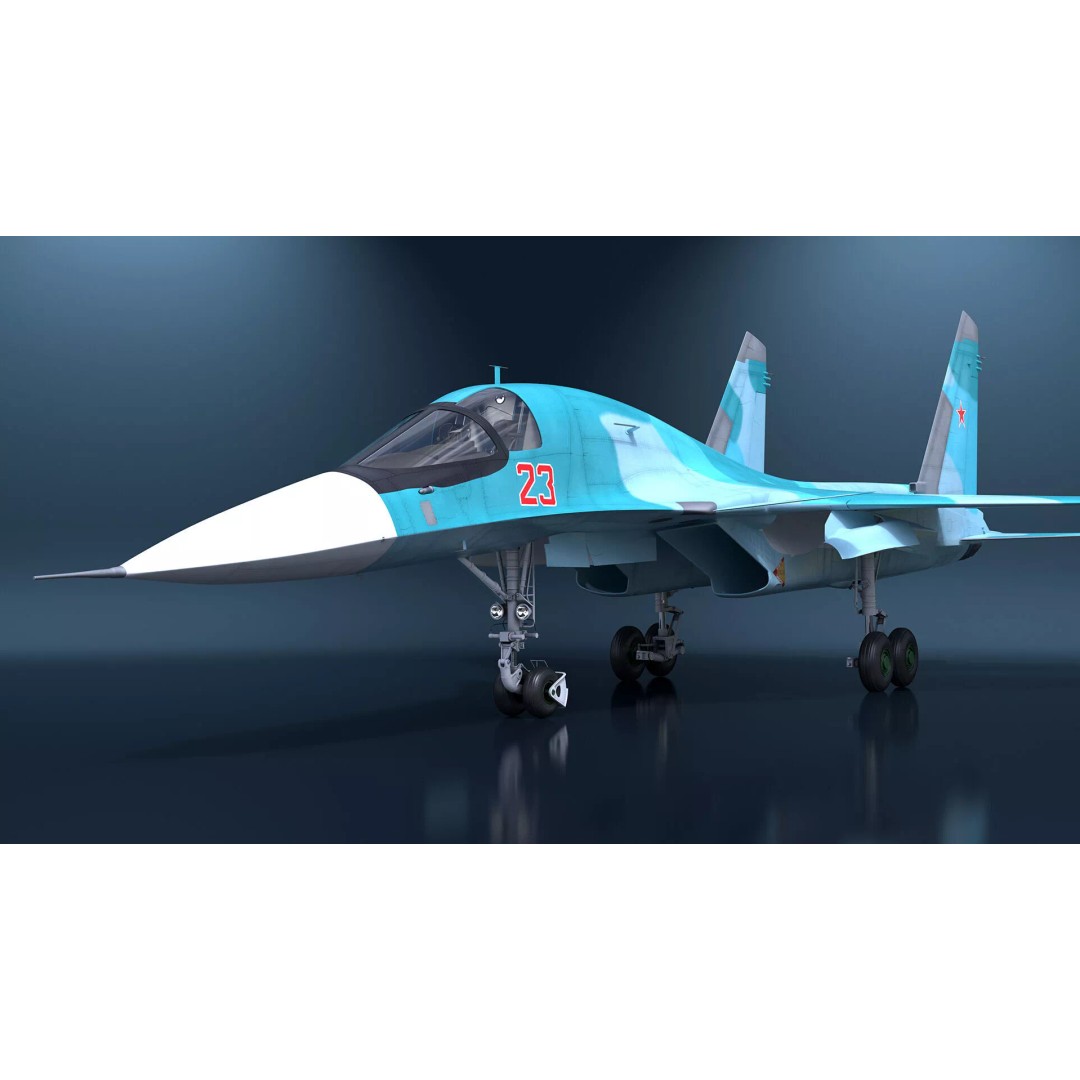 Sukhoi SU-34 Fighter Jet 3D Model – Rigged Military Aircraft, PBR Textures - View 12