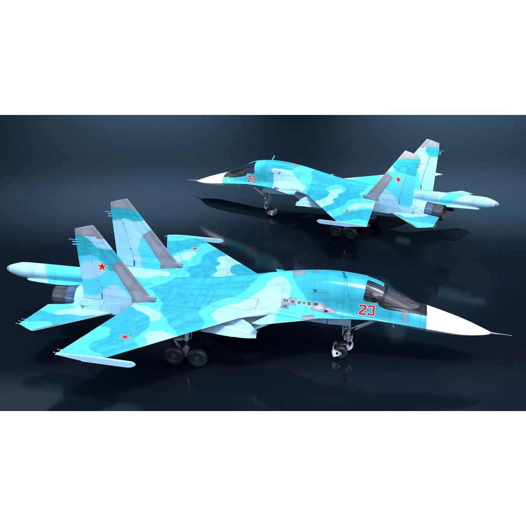 Sukhoi SU-34 Fighter Jet 3D Model – Rigged Military Aircraft, PBR Textures - View 14