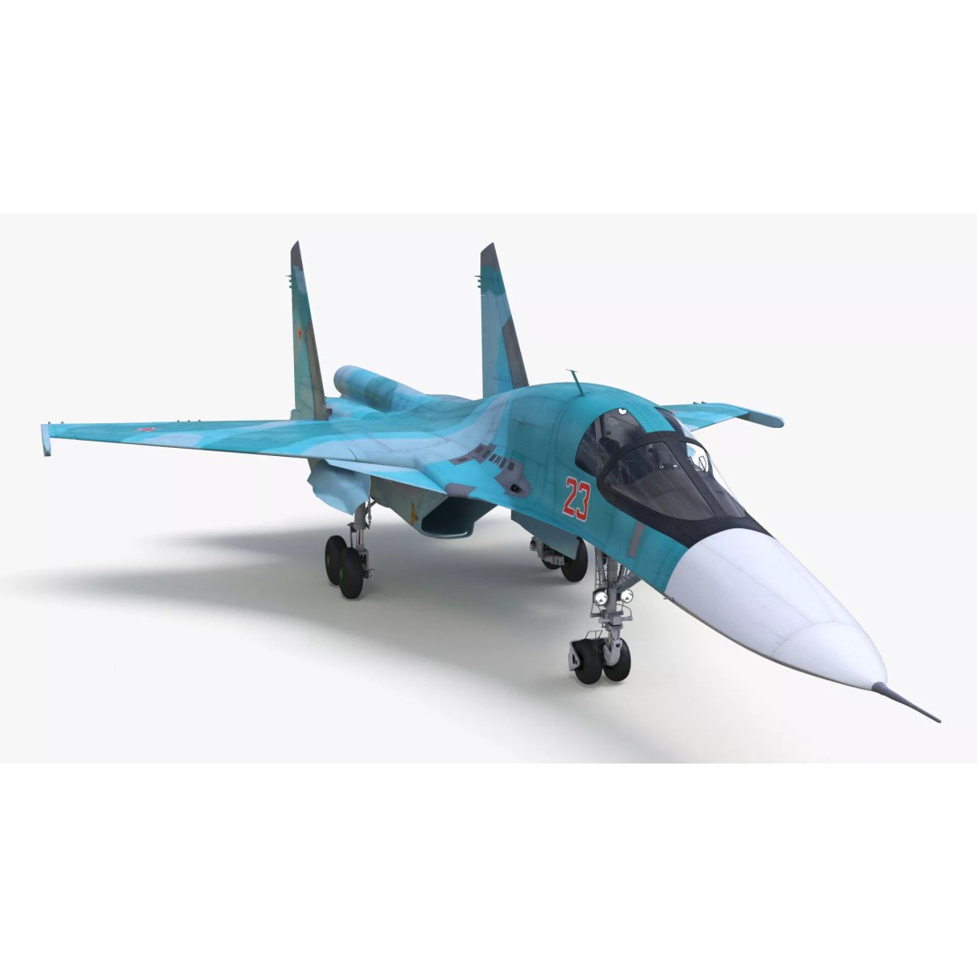 Sukhoi SU-34 Fighter Jet 3D Model – Rigged Military Aircraft, PBR Textures - View 15
